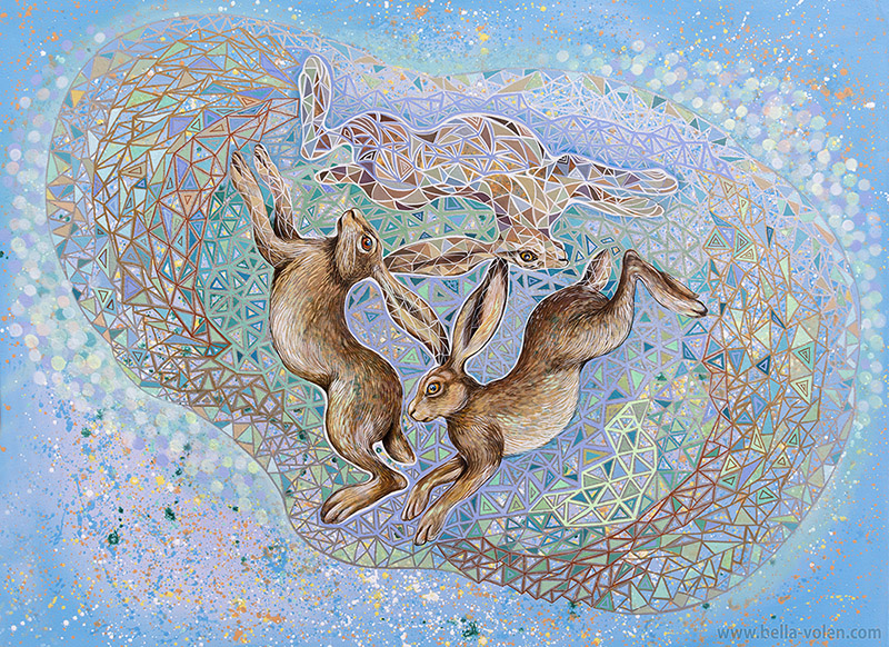 contemporary painting 3 Hares contemporary painting 3 Hares