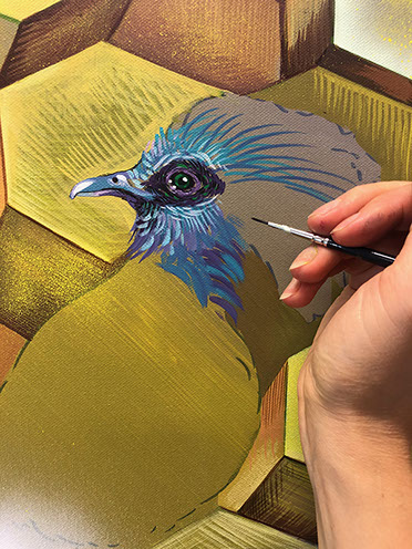 acryl gemälde mit vogel