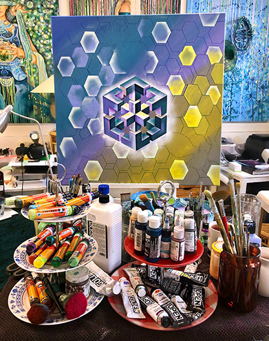 acryl bild in arbeit