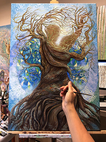 acryl gemälde in arbeit