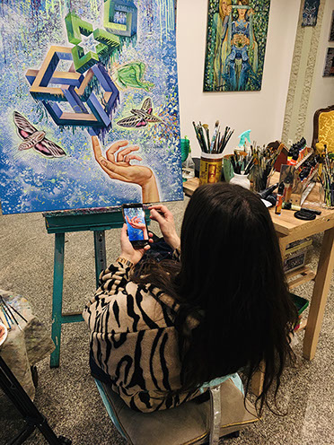 acryl gemälde in arbeit