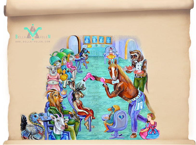 children book illustration with a animals children book illustration with a animals