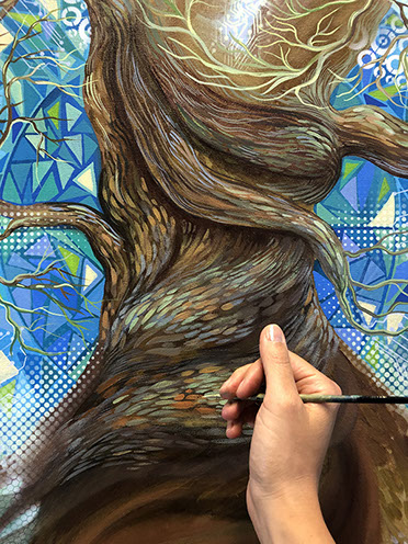 acryl gemälde in arbeit