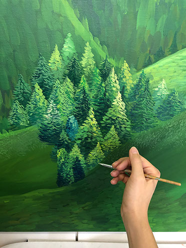 acryl bild in arbeit