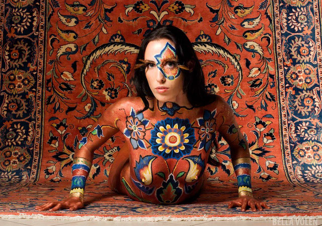 camouflage bodypainting, persian carpet