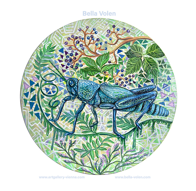 locust round canvas painting locust round canvas painting
