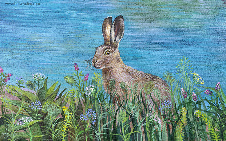 Wandmalerei in Wien mit Hase Mural painting in Vienna with a rabbit