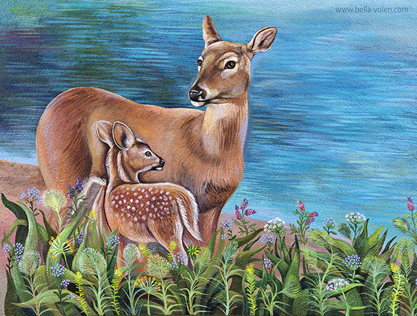 wandmalerei mit Tieren / Mural with deers Wandmalerei in Wien, detail