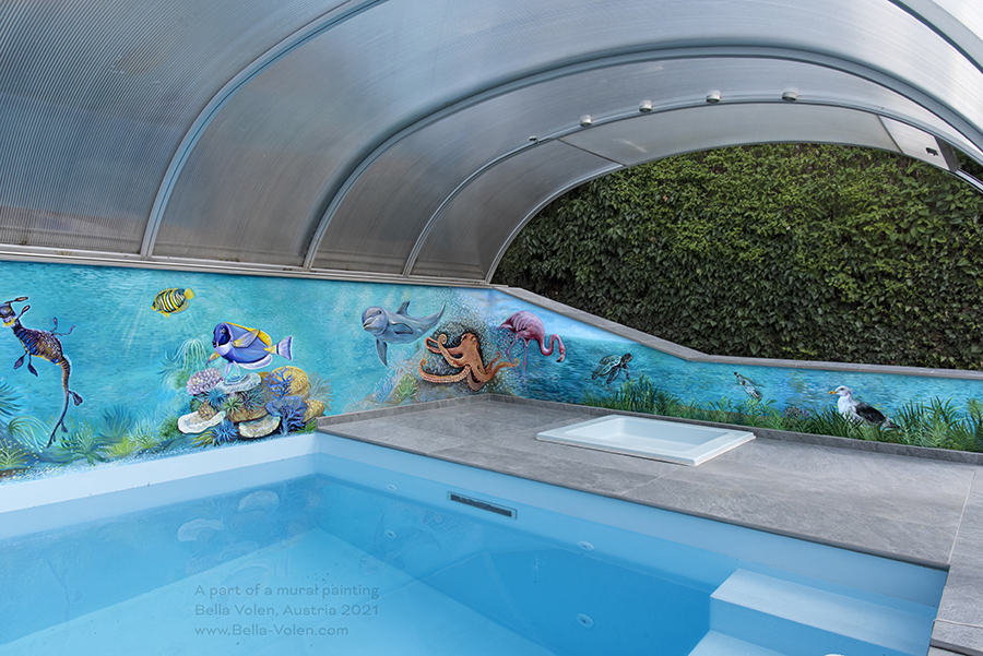 wandmalerei wien, wandmalerei im pool wandmalerei oesterreich, wandmalerei im pool